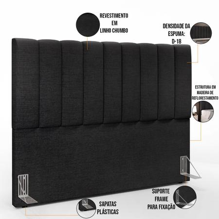 Cabeceira Cama Box Casal Queen 160 cm Dália W01 Linho Chumbo - Lyam Decor Imagem de Cabeceira Cama Box Casal Queen 160 cm Dália W01 Linho Chumbo - Lyam Decor