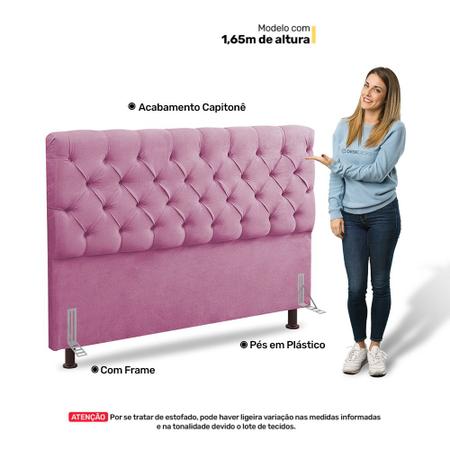 Imagem de Cabeceira Cama Box Casal Queen Size Lylla 160cm Capitonê com Frame Suede Rosa - Abmaza