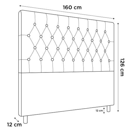 Imagem de Cabeceira Cama Box Casal Queen Size Potenza 160cm Sintético Marrom - Desk Design