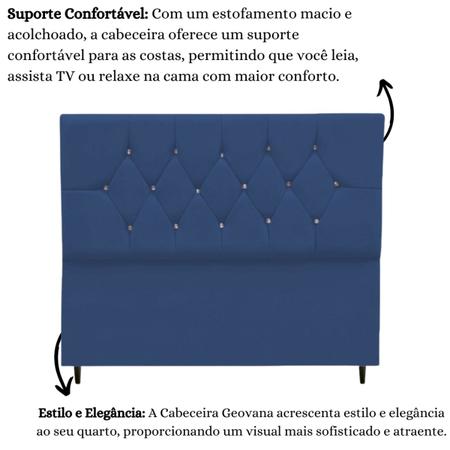 Imagem de Cabeceira Cama Box Solteiro 90 cm Geovana Suede Azul Marinho