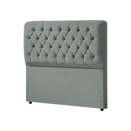 Cabeceira Cama Casal King Box Estofada Capitonê Ana Classic 195cm Veludo Cinza - Luxo Estofados Imagem de Cabeceira Cama Casal King Box Estofada Capitonê Ana Classic 195cm Veludo Cinza - Luxo Estofados