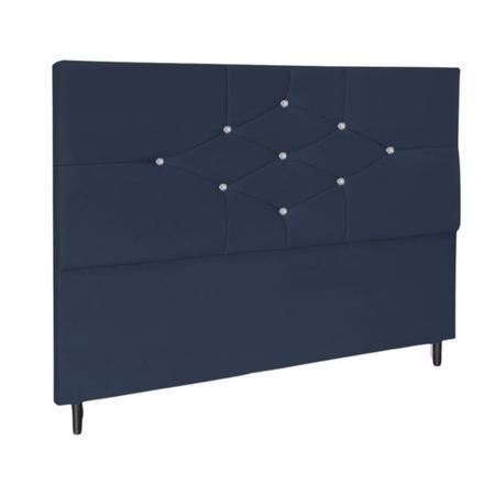 Imagem de Cabeceira Casal 140 cm Camboriú Suede Azul Marinho E-Frame