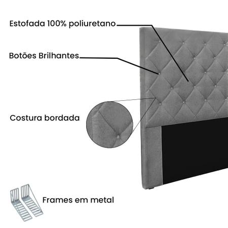 Imagem de Cabeceira Casal 1,40m Tânia Linho Cinza Escuro - Pallazio