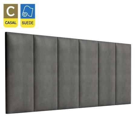 Imagem de Cabeceira Casal Estofada Painel Suspensa Madri Suede 140cm x 55cm Cinza