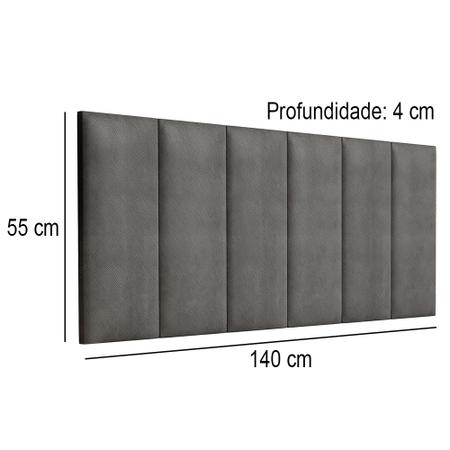 Imagem de Cabeceira Casal Estofada Painel Suspensa Madri Suede 140cm x 55cm Cinza