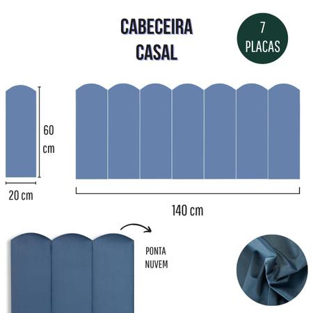 Imagem de Cabeceira Casal Modulada Blu Interiores Nuvem Cama Box 140 cm x 60 cm MDF Veludo