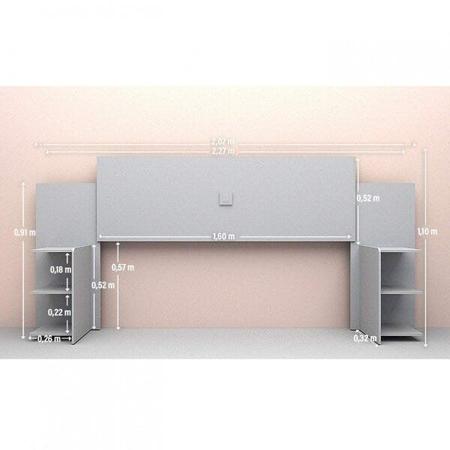 Imagem de Cabeceira Casal Regulável com Prateleiras Acapulco J&A Móveis