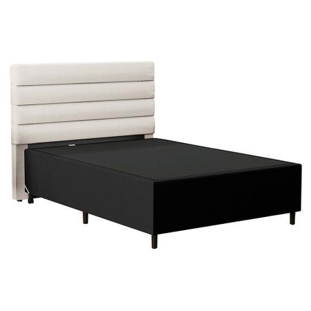 Imagem de Cabeceira com Base para Cama Box Casal 138x188cm Hit ID5 Linho Cru/Suede Preto - Mpozenato