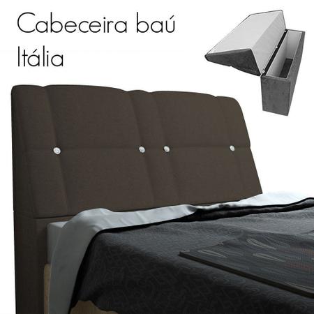 Imagem de Cabeceira com baú Itália Cama Box Casal 140 cm Suede Amassado Chocolate - JS Móveis