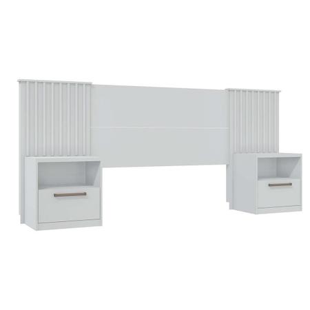 Imagem de Cabeceira De Cama Box Casal Com Mesa De Cabeceira Branco