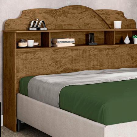 Imagem de Cabeceira De Cama Box Casal Com Nichos Canela Wood Chiara Shop JM