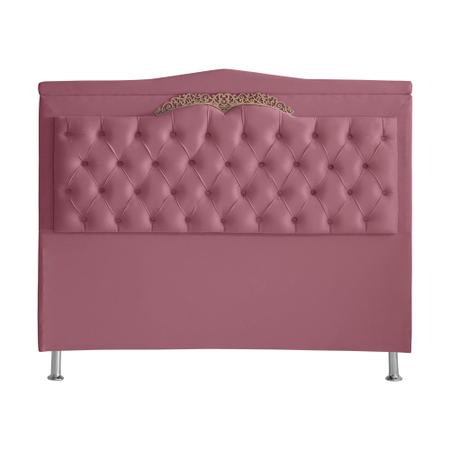 Imagem de Cabeceira De Cama Box Madri Casal 140 cm Suede Rosa Bebê Ec Móveis