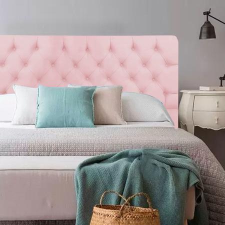 Cabeceira de Cama Casal Box King Size Estofada Capitone 1,95m Cristal Nanda Decor Imagem de Cabeceira de Cama Casal Box King Size Estofada Capitone 1,95m Cristal Nanda Decor