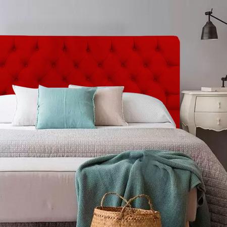 Cabeceira de Cama Casal Box King Size Estofada Capitone 1,95m Cristal Nanda Decor Imagem de Cabeceira de Cama Casal Box King Size Estofada Capitone 1,95m Cristal Nanda Decor