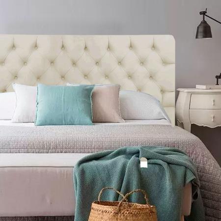 Cabeceira de Cama Casal Box King Size Estofada Capitone 1,95m Cristal Nanda Decor Imagem de Cabeceira de Cama Casal Box King Size Estofada Capitone 1,95m Cristal Nanda Decor
