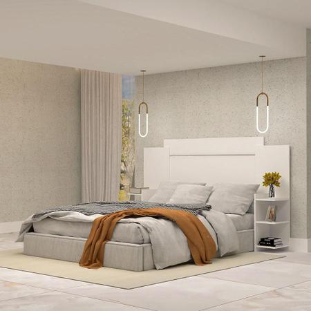 Imagem de Cabeceira de Cama Casal Extensivel com Prateleiras 100% em MDF Isabela ACP Móveis Branco