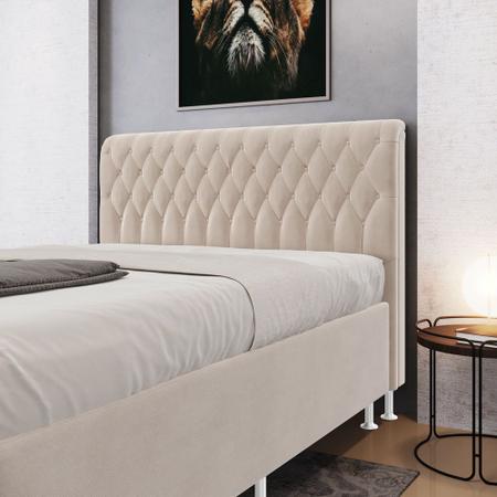 Imagem de Cabeceira Decorativa Estofada Bellatrix 160 para Cama Queen Sued Bege Aradecor