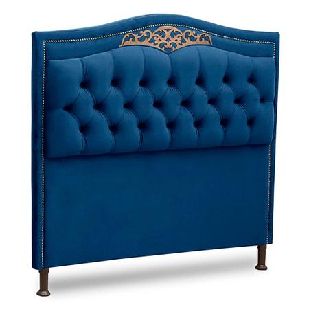 Imagem de Cabeceira e Calçadeira Baú Cama Box Casal Queen Size Belize 160cm Luxor Azul Marinho - Desk Design