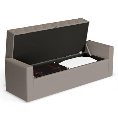 Imagem de Cabeceira e Calçadeira Báu Casal Padrão Atena 140cm Capitonê Suede Bege - Desk Design