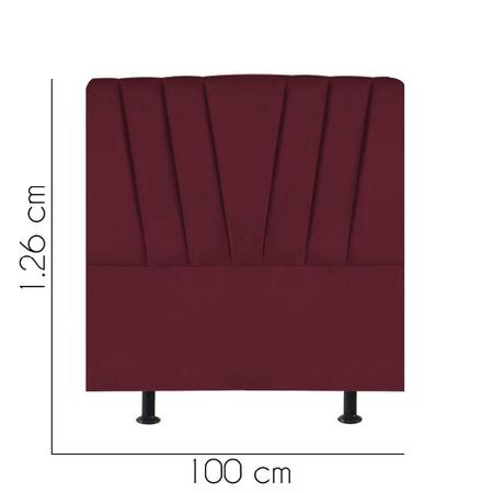 Cabeceira Estofada Bélgica 100 cm Solteiro Quarto para Cama Box Suede Bordô - KDAcanto Móveis Imagem de Cabeceira Estofada Bélgica 100 cm Solteiro Quarto para Cama Box Suede Bordô - KDAcanto Móveis