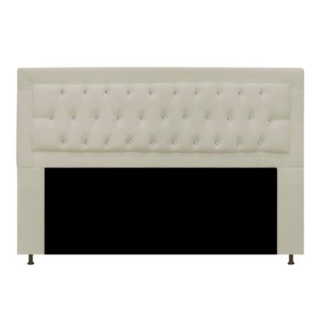 Cabeceira Estofada Bianca 160cm Queen Size Strass Capitonê material sintético Bege - Damaffê Móveis - DAMAFFE MÓVEIS Imagem de Cabeceira Estofada Bianca 160cm Queen Size Strass Capitonê material sintético Bege - Damaffê Móveis