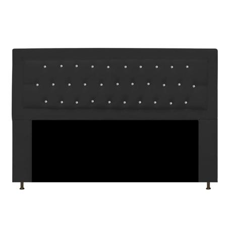 Cabeceira Estofada Bianca 195cm para Cama King Size Strass Capitonê Suede Preto - DAMAFFE MÓVEIS Imagem de Cabeceira Estofada Bianca 195cm para Cama King Size Strass Capitonê Suede Preto