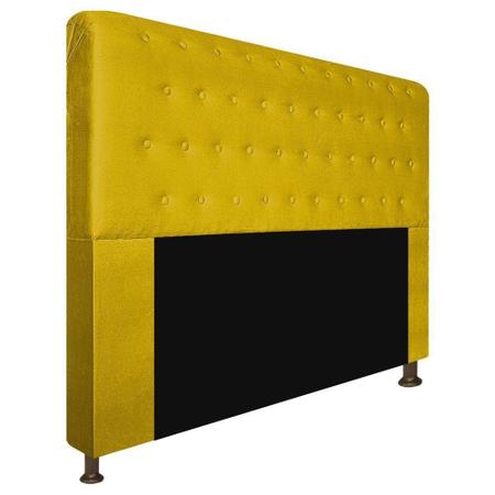 Imagem de Cabeceira Estofada Brenda 140 cm para Cama Casal com Botonê  Suede Amarelo