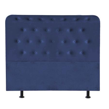 Imagem de Cabeceira Estofada Brenda Capitonê 195 cm King Size Quarto para Cama Box Suede Azul Marinho - Damaffê Móveis