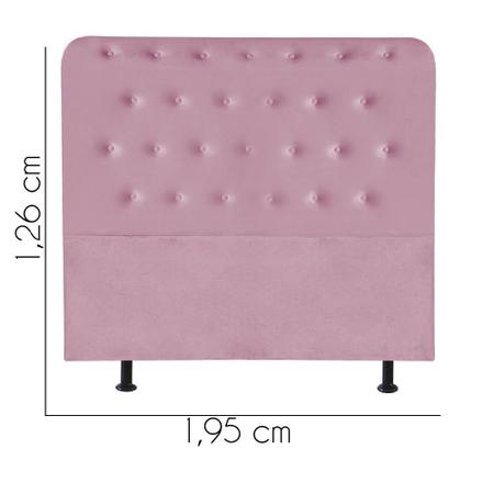 Imagem de Cabeceira Estofada Brenda Capitonê 195 cm King Size Quarto para Cama Box Suede Rosa Bebê - KDAcanto Móveis