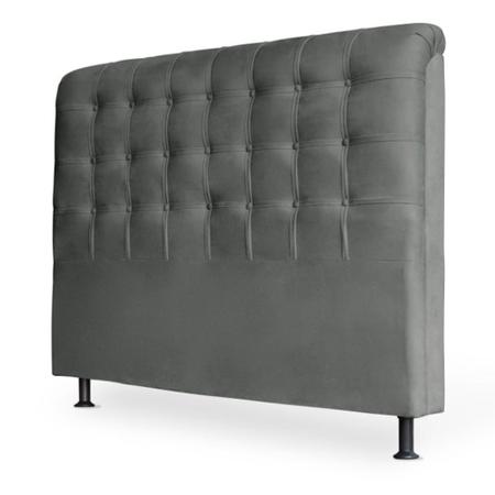Cabeceira estofada cama box casal King Ana 195cm capitonê suede cinza - Nakamoveis Imagem de Cabeceira estofada cama box casal King Ana 195cm capitonê suede cinza