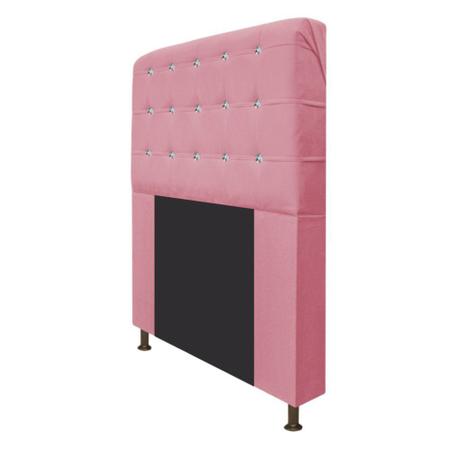 Imagem de Cabeceira Estofada Dama 160 cm Queen Size Com Strass Suede Rosa Bebê - Damaffê Móveis