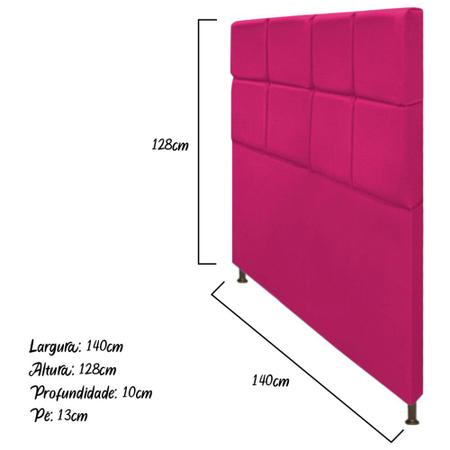 Imagem de Cabeceira Estofada Damares 140 cm Casal Com Botonê  Suede Pink - Doce Sonho Móveis