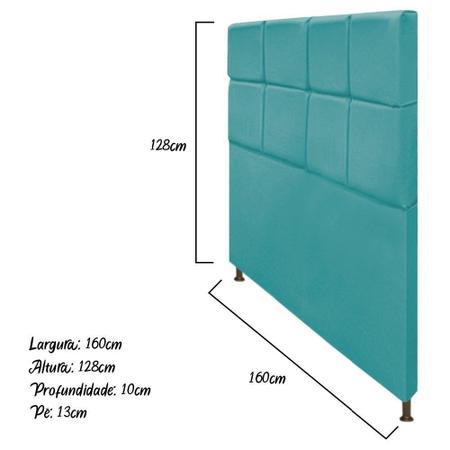 Cabeceira Estofada Damares 160cm para Cama Queen Size Botonê Suede Azul Turquesa - KDAcanto Móveis Imagem de Cabeceira Estofada Damares 160cm para Cama Queen Size Botonê Suede Azul Turquesa - KDAcanto Móveis