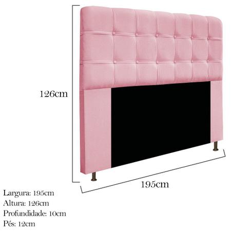 Imagem de Cabeceira Estofada Mel 195 cm King Size Com Botonê Suede Rosa Bebê - Doce Sonho Móveis