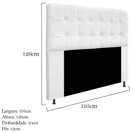 Cabeceira Estofada Mel 195 cm para Cama King Size com Botonê Suede Branco - DAMAFFE MÓVEIS Imagem de Cabeceira Estofada Mel 195 cm para Cama King Size com Botonê Suede Branco