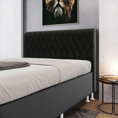 Imagem de Cabeceira Estofada para Cama Box Bellatrix 140 para Cama de Casal Couro Artificial Preto Aradecor