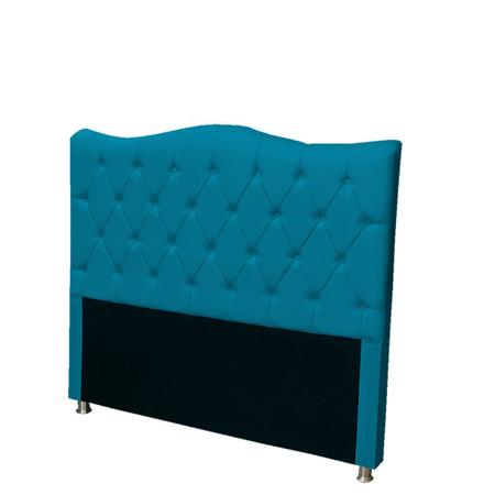 Imagem de Cabeceira Estofada Para Cama Box De Solteirão Capitone Pérola 130 cm Azul Turquesa Suede-Anchar Estofados 01