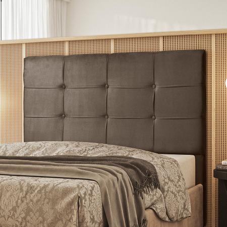 Cabeceira Estofada para Cama de Casal Safira 140 cm Suede - LICCE DECOR Imagem de Cabeceira Estofada para Cama de Casal Safira 140 cm Suede