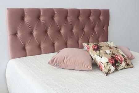 Imagem de Cabeceira Estofada Queen 160x50cm  Rosa Nude - Tecido Em Veludo Suede Liso - Alta Qualidade