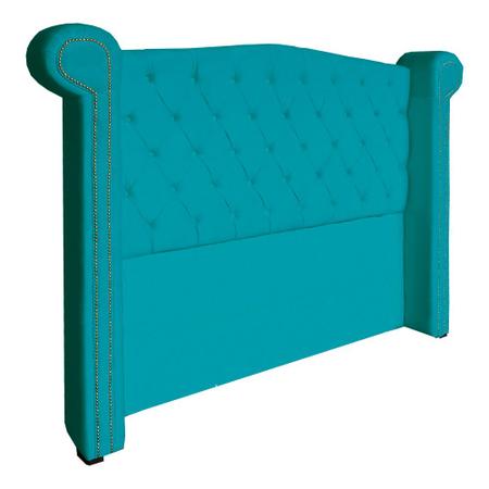 Imagem de Cabeceira Estofada Sienna Para Cama Box Casal 140 Cm Suede Azul Turquesa - LM DECOR