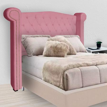 Cabeceira Estofada Sienna Para Cama Box Queen 160 Cm Suede Rosa Barbie - DL DECOR - Doce Lar Decorações Imagem de Cabeceira Estofada Sienna Para Cama Box Queen 160 Cm Suede Rosa Barbie - DL DECOR