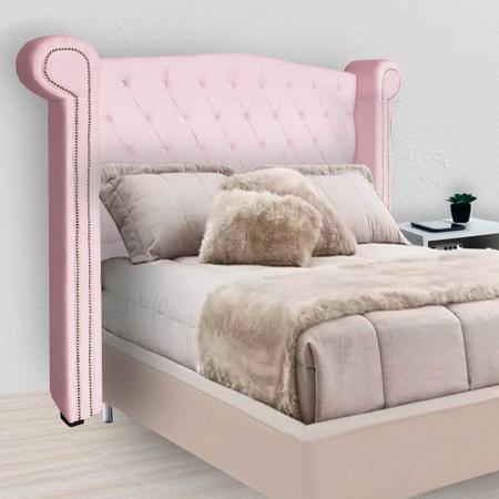 Cabeceira Estofada Sienna Para Cama Box Solteiro 90 Cm Suede Rosa Bebe - DL DECOR - Doce Lar Decorações Imagem de Cabeceira Estofada Sienna Para Cama Box Solteiro 90 Cm Suede Rosa Bebe - DL DECOR