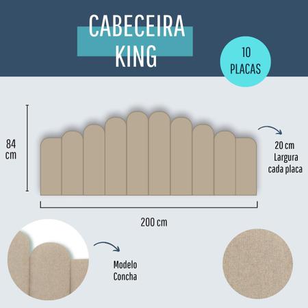 Imagem de Cabeceira King Estofada de Colar na Parede Kit 10 Placas Modelo Concha-VáriasCores