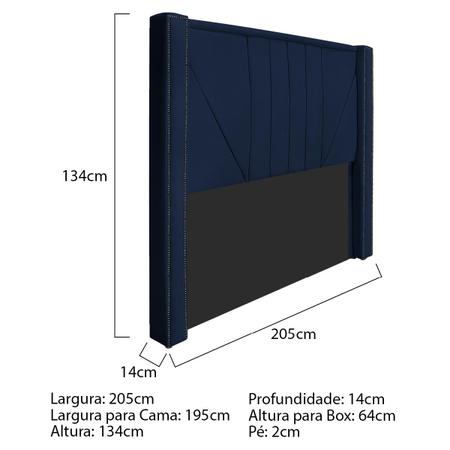 Imagem de Cabeceira King Minsk P02 195 cm para cama Box Suede - Doce Sonho Móveis