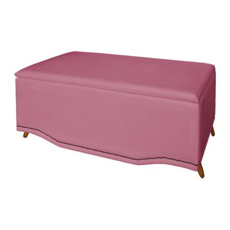 Imagem de Cabeceira mais Calçadeira Solteiro 90cm Para Cama Box Greta Suede Rosa - DS Estofados