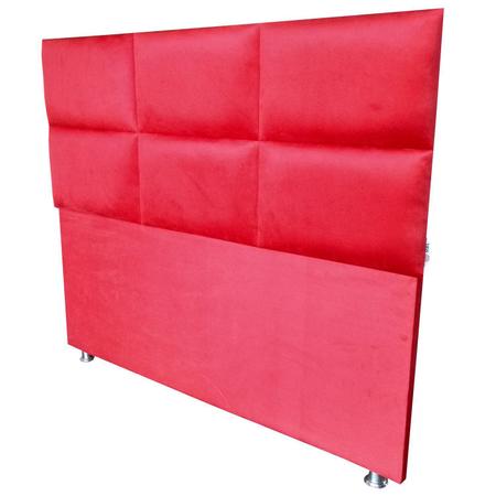 Imagem de Cabeceira Módena H6 Vermelho Suede Liso Casal 140 X 120 Cm