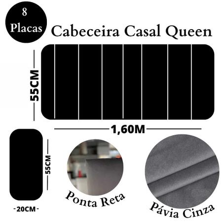 Cabeceira Modulada De Cama Casal Queen Quarto Kit C/ 8 Cinza - Decorar e Mais Imagem de Cabeceira Modulada De Cama Casal Queen Quarto Kit C/ 8 Cinza