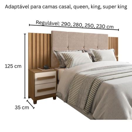 Cabeceira para cama box Casal/Queen/King RV Móveis com 02 mesas de