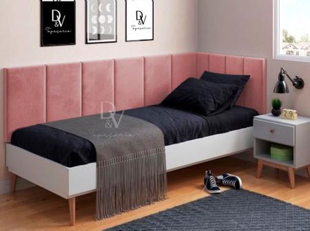 Imagem de Cabeceira  para cama box Solteiro 0,90-Conjunto L - 8 Cores - Rosa