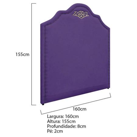 Imagem de Cabeceira Queen Orlando P02 160 cm para cama Box Sintético Roxo - Amarena Móveis